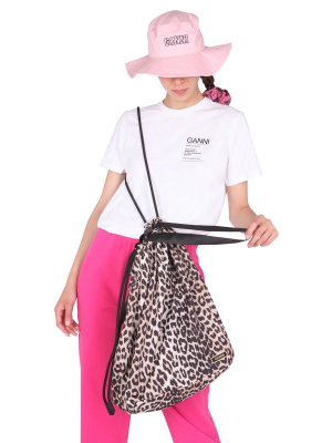 Ganni Leopard Print Large Tote Bag