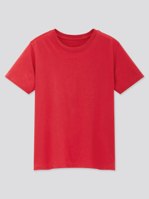 Kids Cotton Color Crew Neck Short-sleeve T-shirt