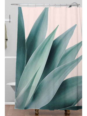 Gale Switzer Agave Flare Peach Shower Curtain Green - Deny Designs