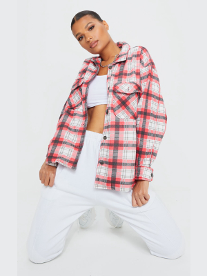 Red Checked Pocket Front Shacket