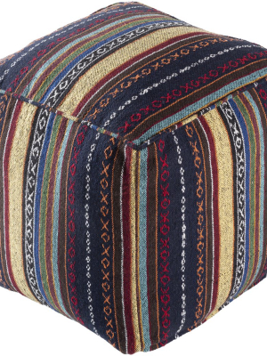 Maya Woven Pouf In Navy