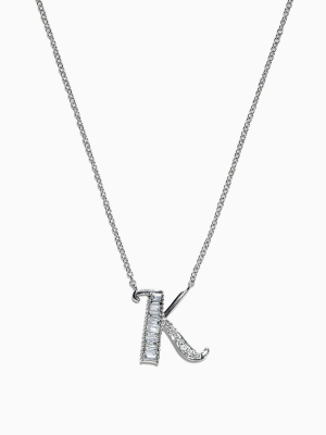 Effy Novelty 14k White Gold Diamond Initial Letter "k" Pendant, 0.21 Tcw