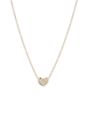 14k Floating Diamond Heart Necklace