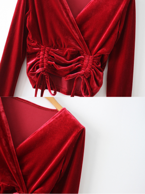 'luv' Velvet Wrap Double Cinched Top (2 Colors)