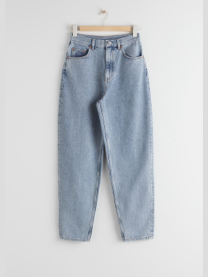 Tapered Cropped Mid Waist Jeans