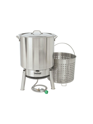 Bayou Classic Kds-160 60 Quart Stainless Boil Steamer Cooker And Basket Kit