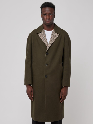 Button Down Trench Coat In Olive