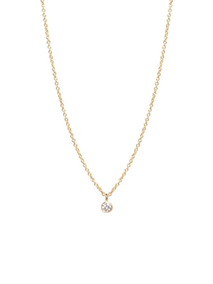 14k Single Diamond Pendant Necklace