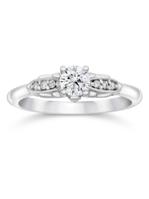 Pompeii3 1/2ct Diamond Vintage Engagement Ring 14k White Gold