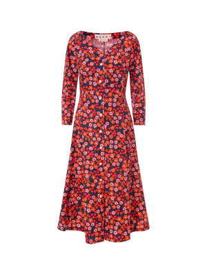 Marni Floral Printed Midi Dress