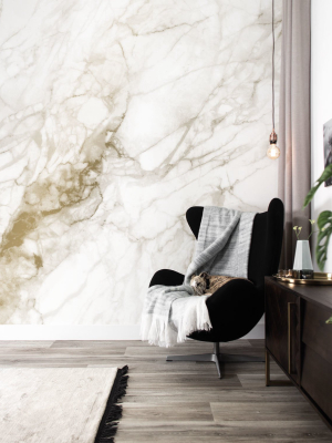 Gold Metallic Wall Mural In Marble White By Kek Amsterdam