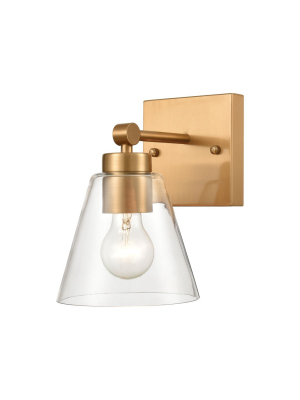 East Point 1-light Vanity Light In Satin Brass With Clear Glass