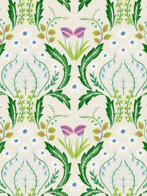 Scandi Floral Self-adhesive Wallpaper In Botanical Green By Tempaper