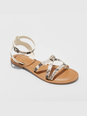 Women's Tillie Faux Leather Ankle Strap Sandals - A New Day™