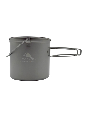 Toaks 1100ml Titanium Camping Cooking Pot With Bail Handle And Lockable Lid