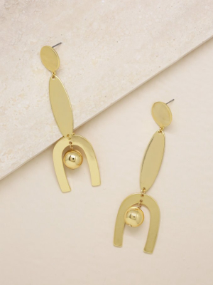 Linear Geometric Dangle 18k Gold Plated Earrings