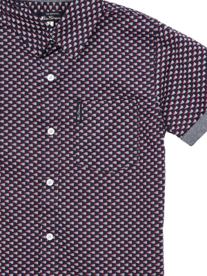 Boys' Navy Short-sleeve Button-down Shirt (sizes 4-7)