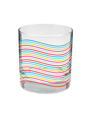 Rainbow Wavy Lines Rocks Glass