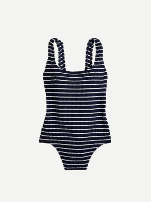 Scoopback One-piece Swimsuit In Textured Stripe