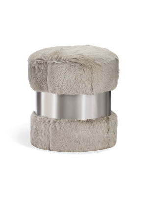 Interlude Home Scarlett Stool - Polished Nickel & Gray