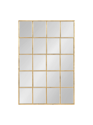 24" X 36" Denault Framed Windowpane Mirror Gold - Kate And Laurel