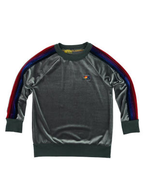 Kid's Classic Velvet Crew Sweatshirt - Grey // Purple