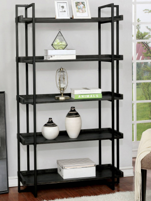 72" Forest 5 Tier Ladder Shelf Black - Iohomes