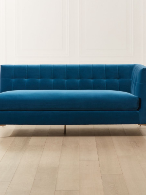 Holden Blue Velvet Tufted Right Arm Loveseat