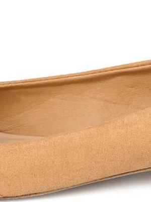 Sparks05 Toffee Almond Toe Single Gold Loop Ballet Flat