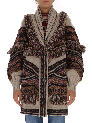 Etro Jacquard Fringe Cardigan