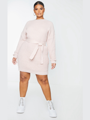 Plus Pale Pink Soft Touch Belted Knitted...