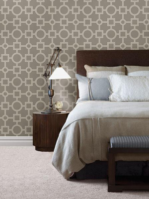 Matrix Taupe Geometric Wallpaper From The Symetrie Collection By Brewster Home Fashions