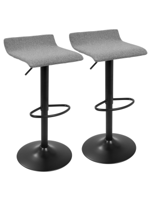 Set Of 2 Ale Xl Contemporary Adjustable Barstool - Black And Gray - Lumisource