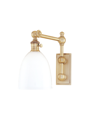 Hudson Valley Lighting Roslyn Sconce - Aged Brass & Opal Glossy