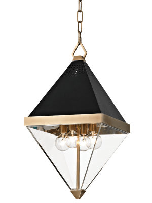 Hudson Valley Lighting Coltrane 4-bulb Pendant - Aged Brass & Clear