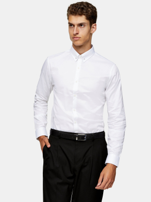 White Collar Bar Slim Shirt