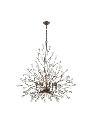 Crislett 9-light Chandelier In Sunglow Bronze With Clear Crystal