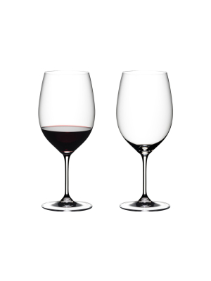 Riedel 6416/0 Vinum Dishwasher Safe Crystal Red Wine Glass Stemware With Microfiber Polishing Cloth For Cabernet Sauvignon, Merlot, Bordeaux (2 Pack)