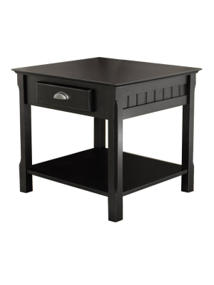 Timber End Table With One Drawer And Shelf - Black - Winsome