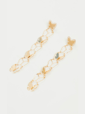 Gold Drop Butterfly Earrings