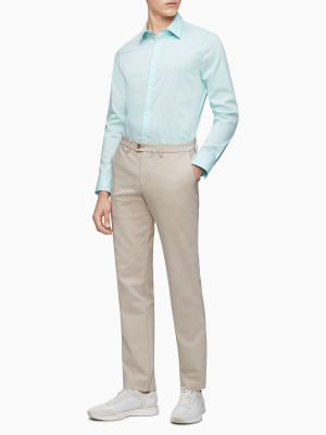 Stretch Poplin Solid Button-down Shirt