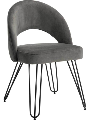 Jolene Velvet Side Chair Dark Gray (set Of 2)