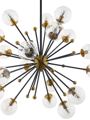 Caroline Clear Glass Chandelier Brass Gold/black