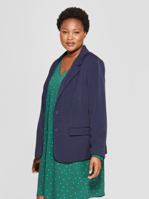 Women's Plus Size Bi-stretch Twill Blazer - Ava & Viv™