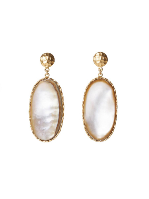 Large Drop Earrings - Pearl