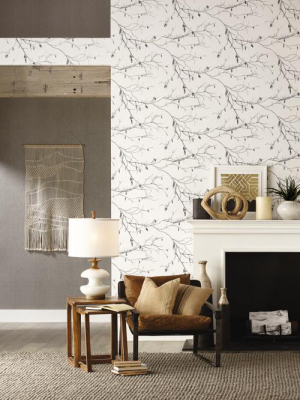 Winter Branches Wallpaper In Ivory And Grey From The Norlander Collection By York Wallcoverings