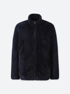 Men Fluffy Yarn Fleece Full-zip Jacket