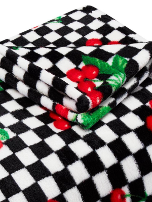 Cherry Checker Throw Blanket Red - Betseyville