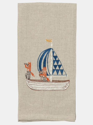 Sailing Foxes Tea Towel