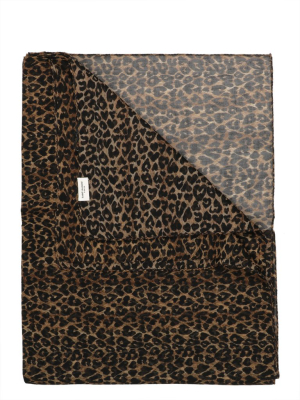 Saint Laurent Heart Leopard Print Scarf